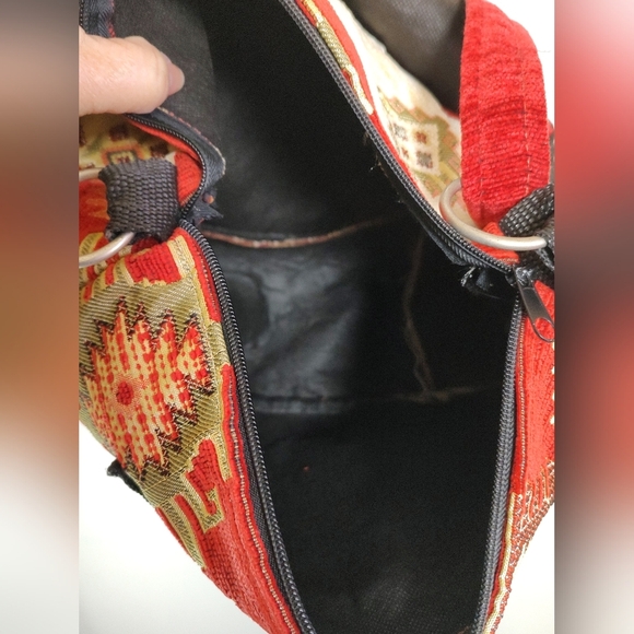 Aztec Southwestern Red and Cream Patterned Messenger Bag - Picture 10 of 10